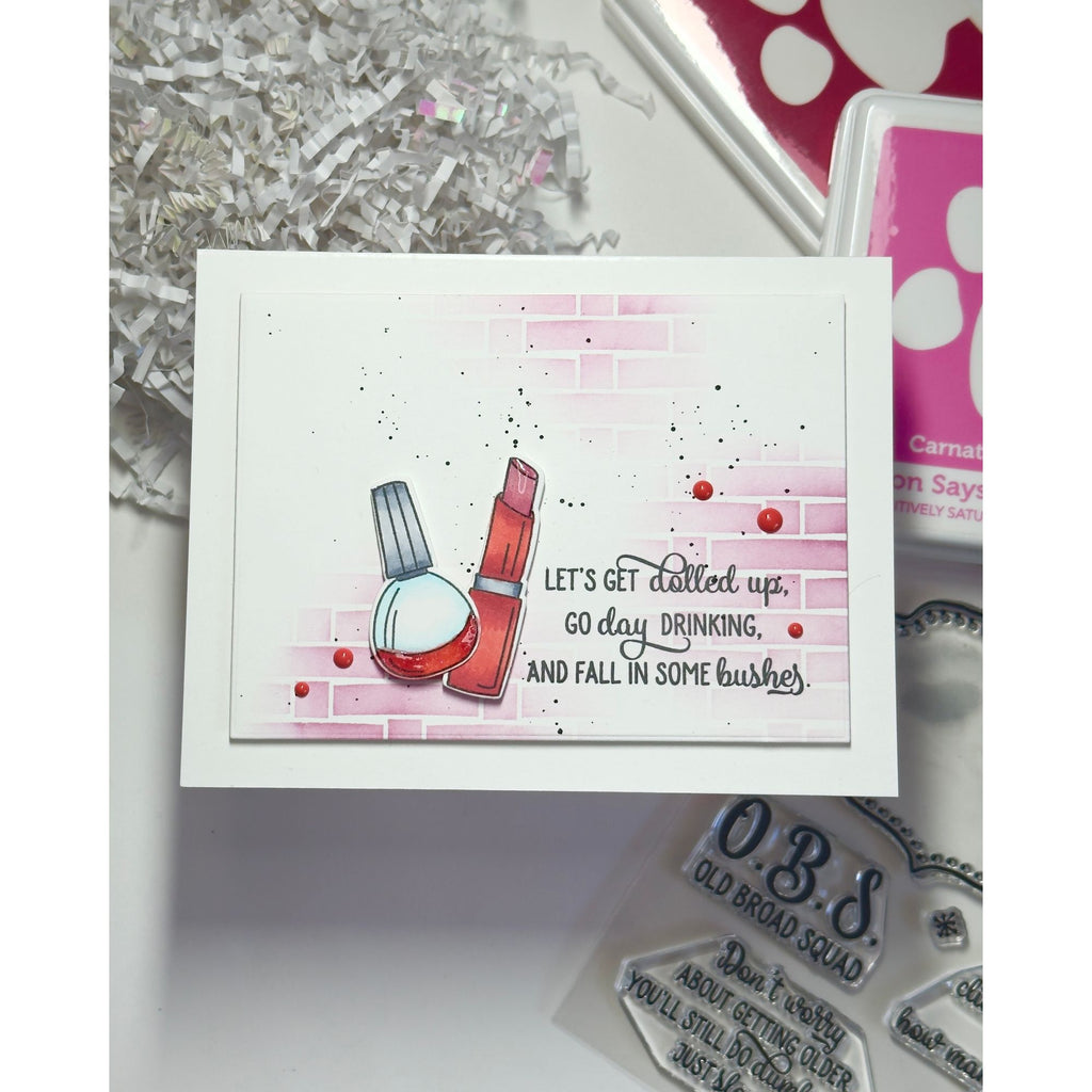 Simon Says Stamp Stencil Brick Wall 1121st Shine On Karen Downs Girl Fun Card