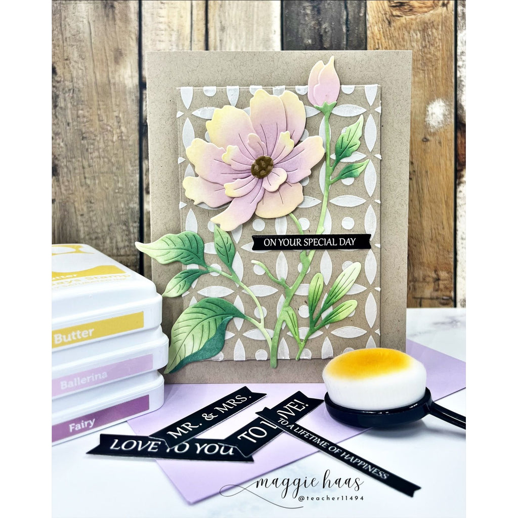 Simon Says Stamp Stencil Dot Petal Pattern 1127st Always There Congratulations Card Maggie Haas