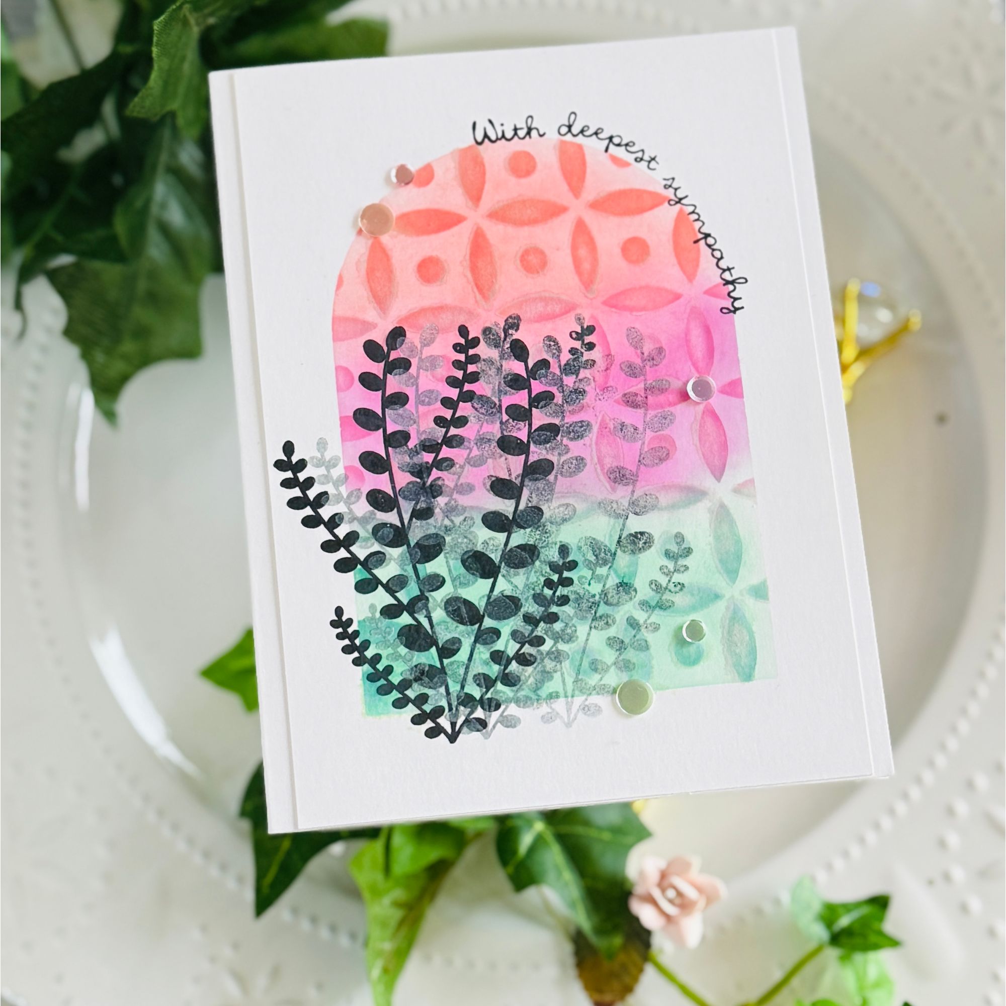 Simon Says Stamp Stencil Dot Petal Pattern 1127st Always There Deepest Sympathy Card Kailash Naidoo