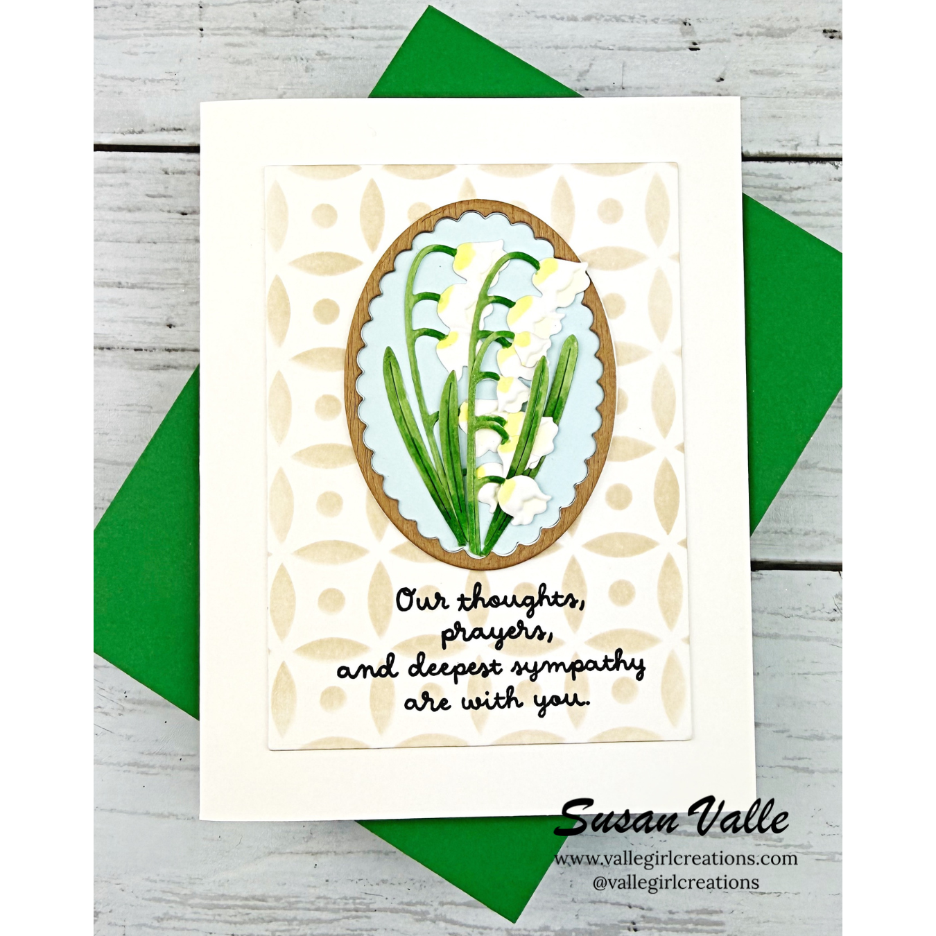 Simon Says Stamp Stencil Dot Petal Pattern 1127st Always There Lily of the Valley Sympathy Card Susan Valle
