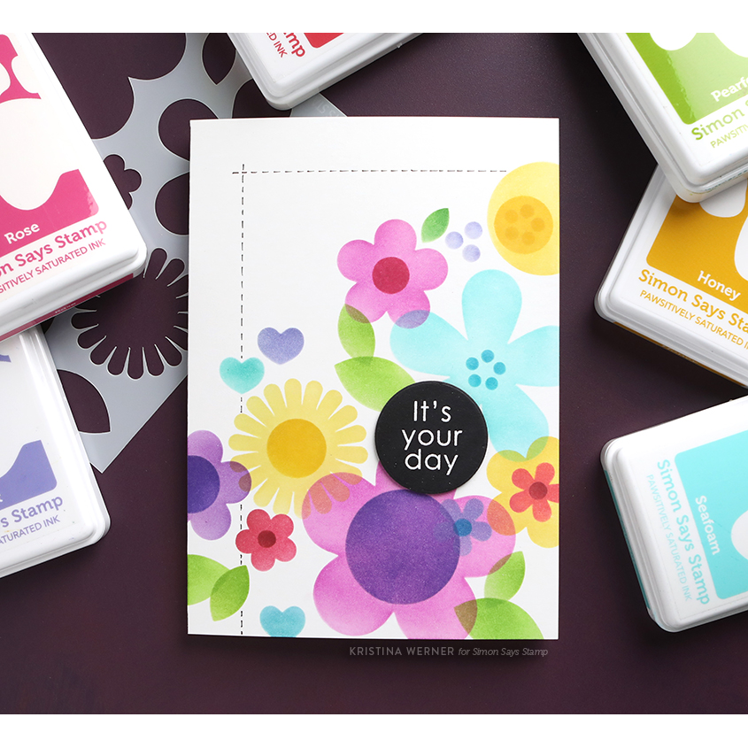 Simon Says Stamp Stencil Flower Power 1000stc Celebrate Your Day Card Kristina Werner | color-code:ALT07