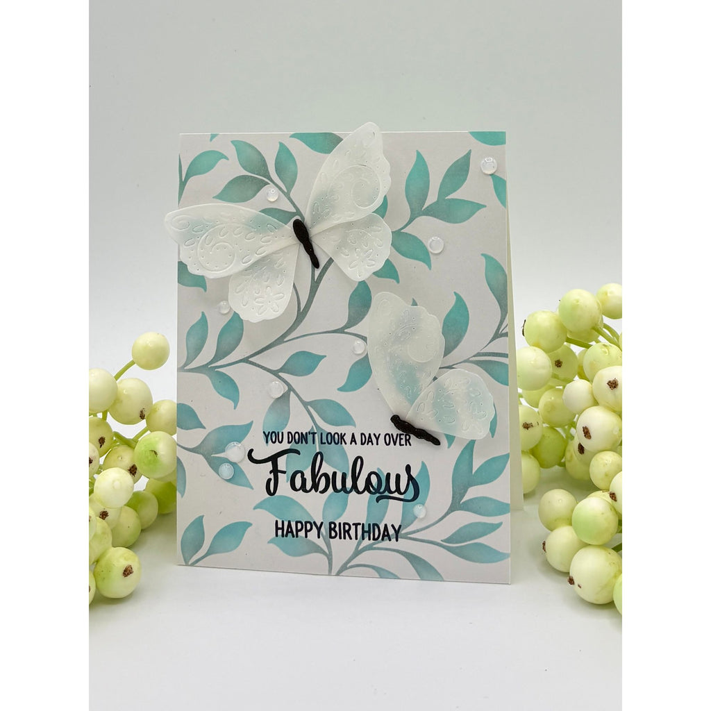 Simon Says Stamp Stencil Leafy Greens 1139st Shine On Pretty Old Lady Birthday Cards Bonnie Crane
