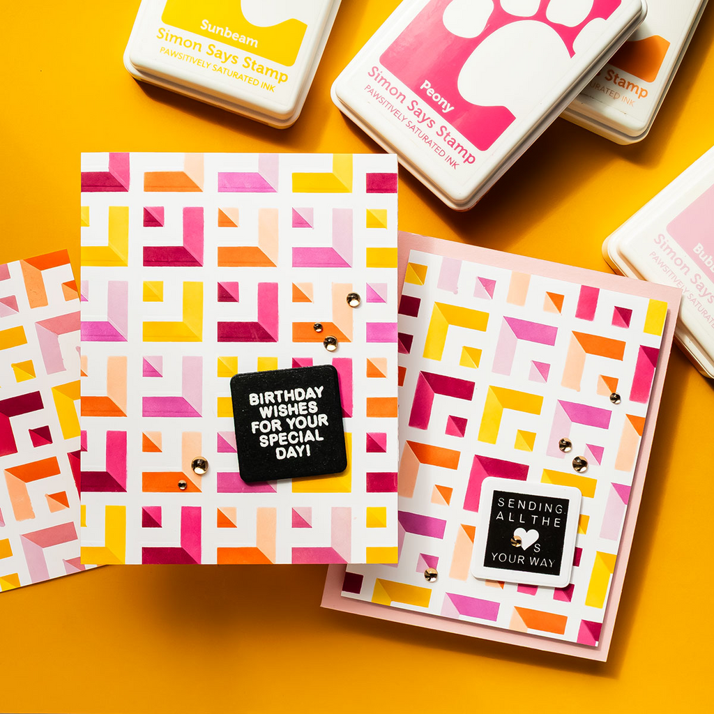 Simon Says Stamp Stencil Receding Squares 1083mt You Are My Favorite Bold Birthday Cards Yana Smakula | color-code:ALT09