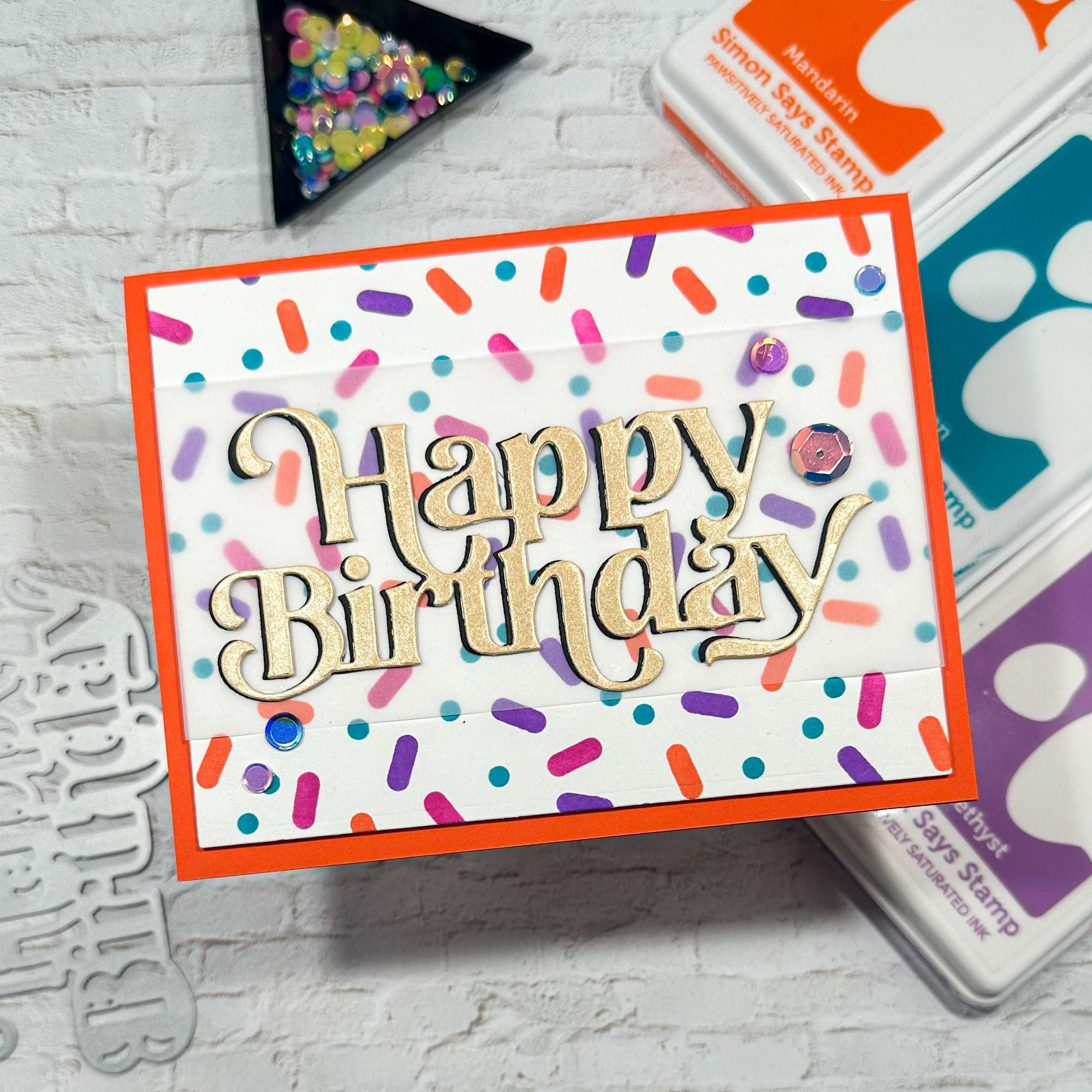 Simon Says Stamp Stencils Layering Sprinkles 1057st Stamptember Birthday Card Revati Panekar Vellum Simple