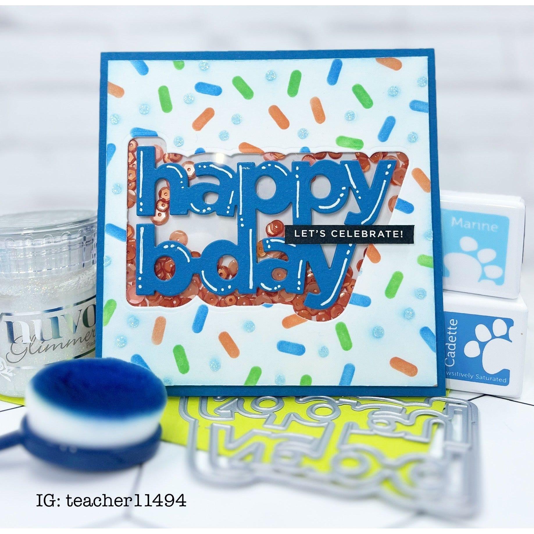 Simon Says Stamp Stencils Layering Sprinkles 1057st Stamptember Birthday Card | color-code:ALT03 Maggie Haas Sentiment Shaker