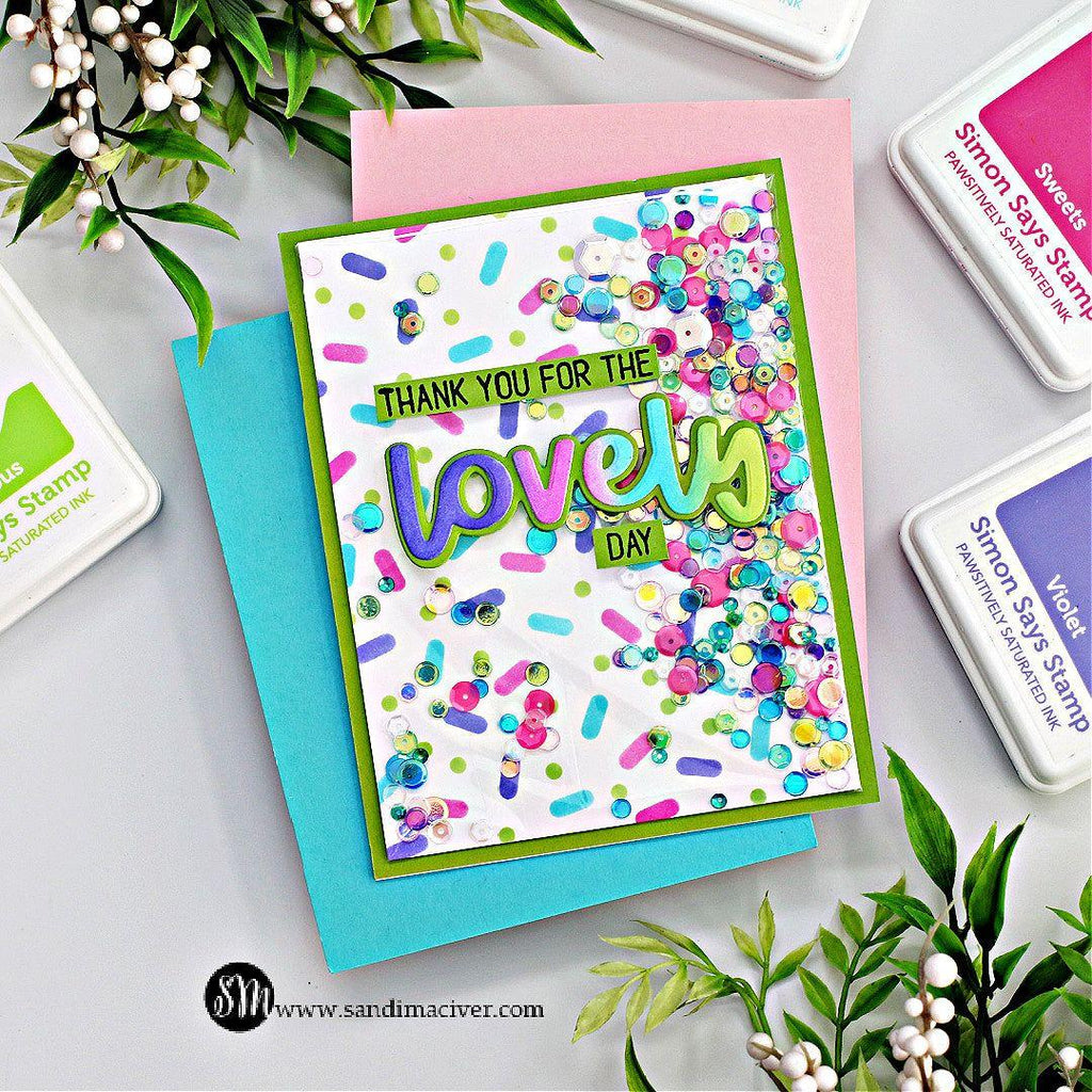 Simon Says Stamp Stencils Layering Sprinkles 1057st Stamptember Lovely Day Card | color-code:ALT02 Sandi MacIver Shaker