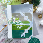 Simon Says Stamp Stencils Snowflake Stripes 1056mt Stamptember Christmas Card Keisha Charles Greens and Silvers