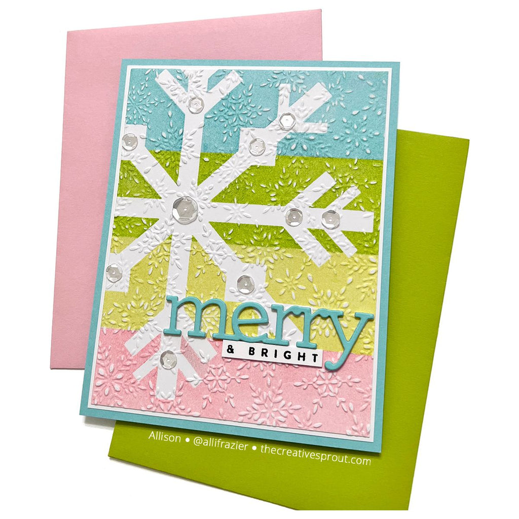 Simon Says Stamp Stencils Snowflake Stripes 1056mt Stamptember Christmas Card | color-code:ALT01 Allison Frazier Embossed Pastels