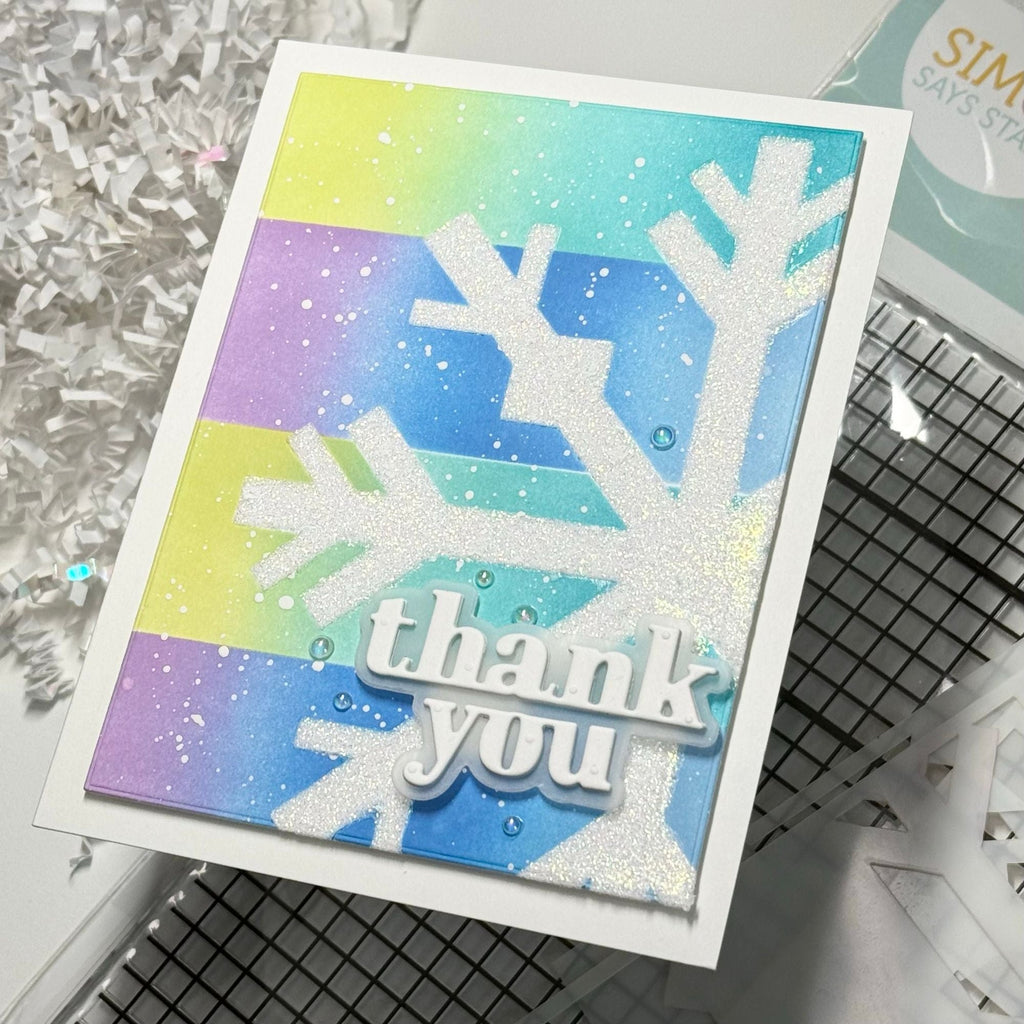 Simon Says Stamp Stencils Snowflake Stripes 1056mt Stamptember Thank You Card Karen Downs Ombre Sparkle