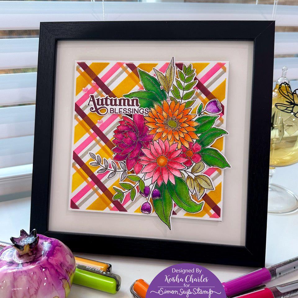 Simon Says Stamp Stencils Stripes and Plaid Builder 1048st Stamptember Autumn Frame Keisha Charles Bright Florals
