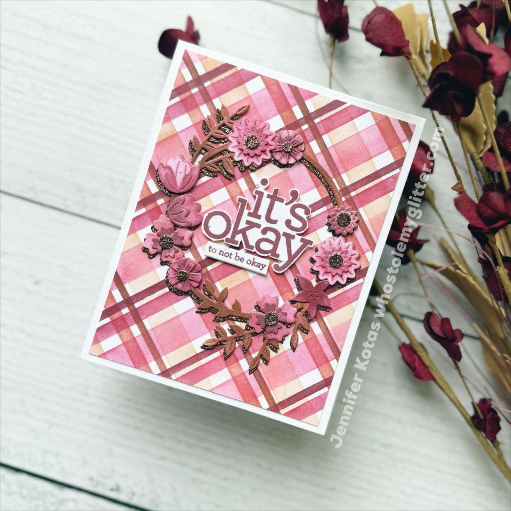 Simon Says Stamp Stencils Stripes and Plaid Builder 1048st Stamptember Friend Card | color-code:ALT03 Jennifer Kotas It's Okay to not be okay