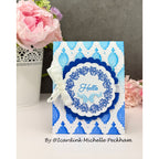 Simon Says Stamp Stencils and Die Willowweave set1225ww Always There Michelle Peckham Blue Hello Card