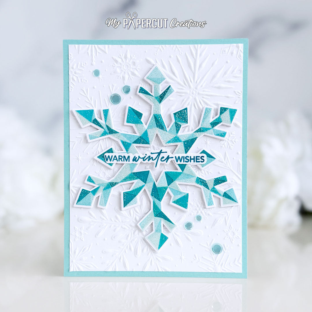Simon Says Stamp Stencils and Dies Fractile Snowflake set1338fs Stamptember Brenda Noelke Winter Card