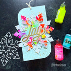 Simon Says Stamp Stencils and Dies Fractile Snowflake set1338fs Stamptember Cheiron Brandon Vibrant Joy Snowflake Tag
