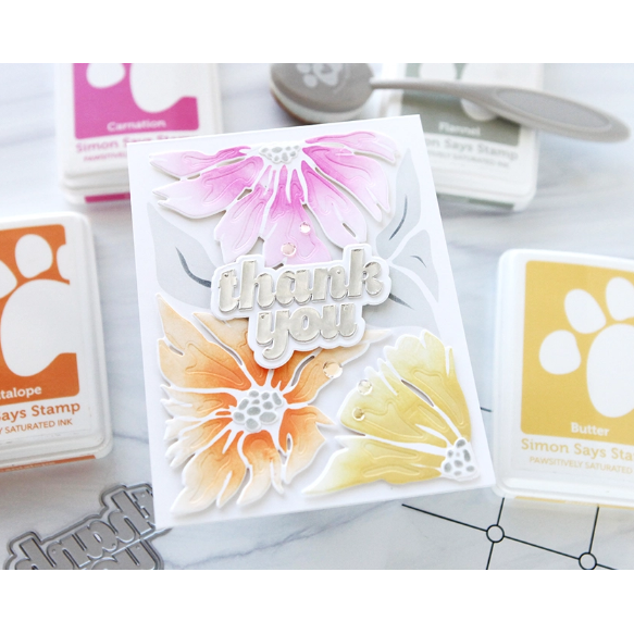 Simon Says Stamp Stencils and Dies Friendly Blossoms set1190fb In My Heart Thank You Card CZ Design | color-code:ALT05