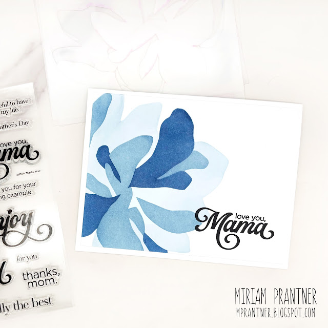 Simon Says Stamp Stencils and Dies Impressionistic Flower set1191if In My Heart Blue Flower Mama Card Miriam Prantner | color-code:ALT02
