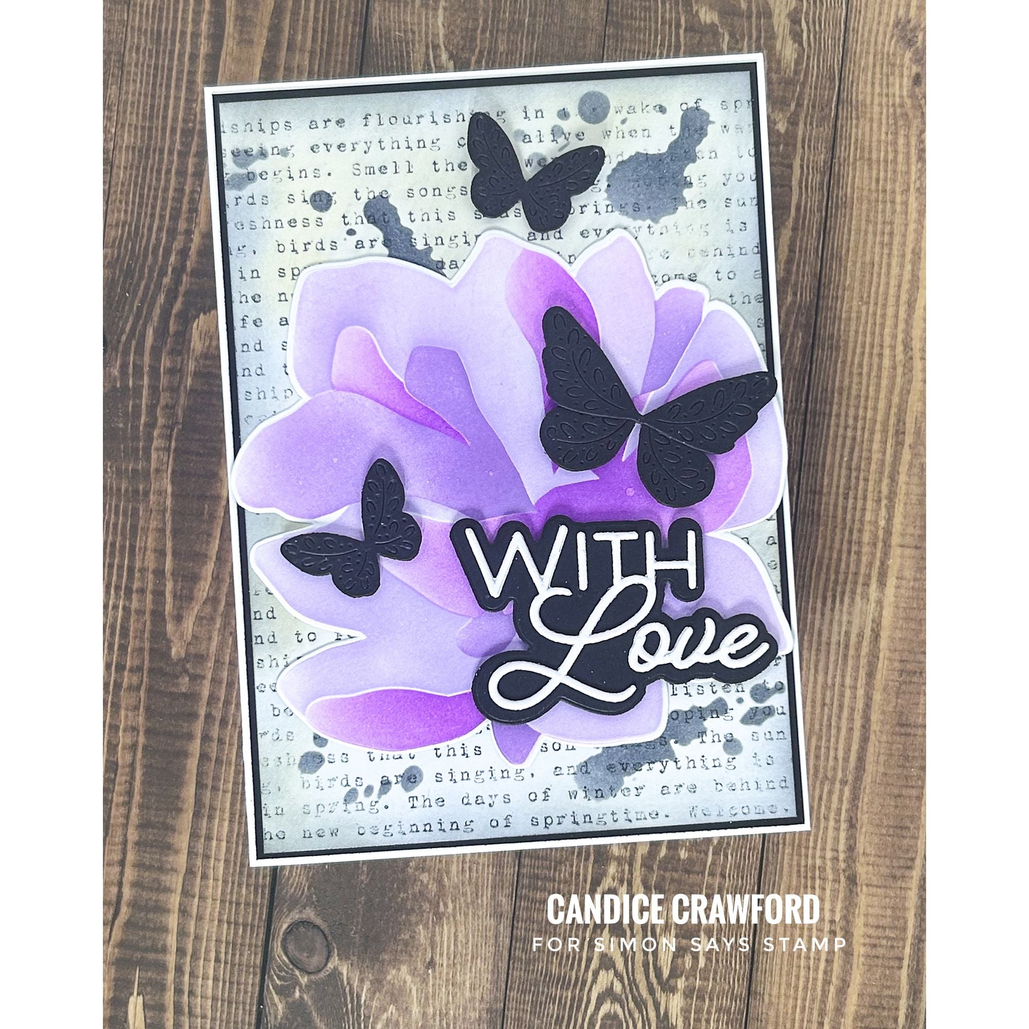 Simon Says Stamp Stencils and Dies Impressionistic Flower set1191if In My Heart Dreamy With Love Card