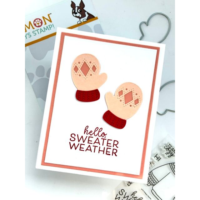 Simon Says Stamp Stitched Mittens Wafer Dies s1207 Sending Cheer Adriana Arminio Cut Cozy Christmas Card