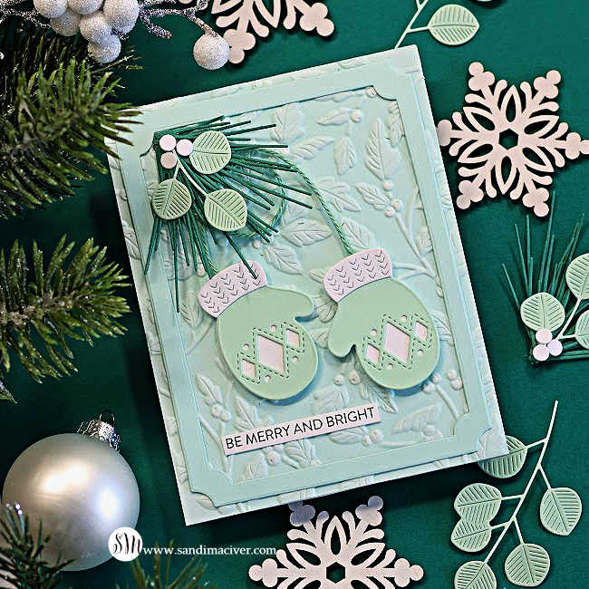 Simon Says Stamp Stitched Mittens Wafer Dies s1207 Sending Cheer Sandi MacIver Merry and Minty Christmas Card  | color-code:ALT04