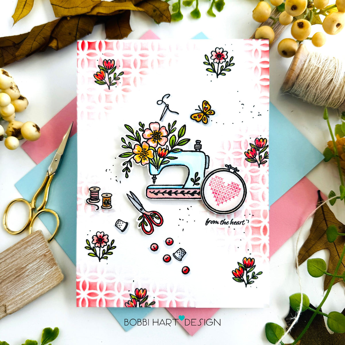 Simon Says Stamp Stitching Friends Wafer Dies 1689sdc Sending Cheer Bobbi Lemanski Handmade Sewing Friend Card