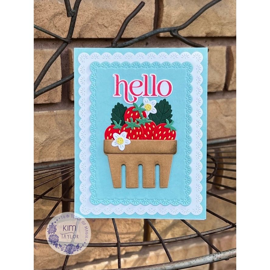 Simon Says Stamp Strawberry Pint Wafer Dies s1161 Always There Hello Card Kim Taylor
