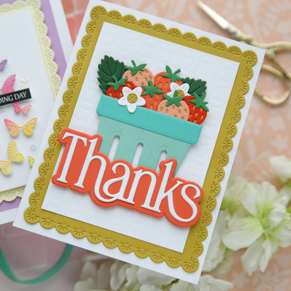 Simon Says Stamp Strawberry Pint Wafer Dies s1161 Always There Strawberry Thanks Card Laura Bassen