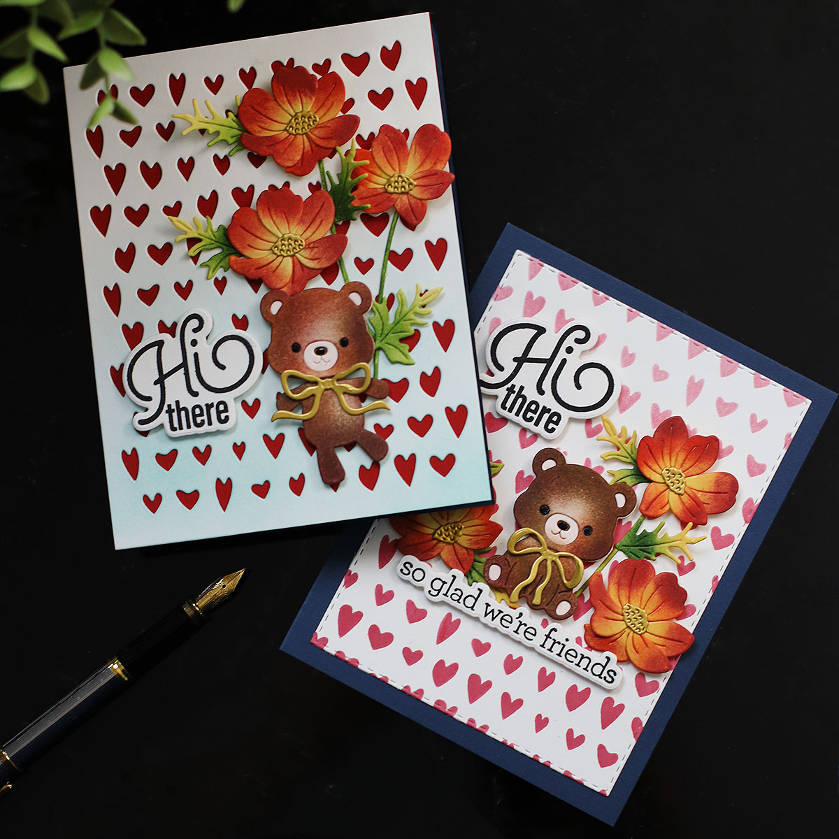 Simon Says Stamp Sunblush Flowers Wafer Dies s1139 Always There Bears and Flowers and Hearts Friend Cards Bibi Cameron | color-code:ALT05