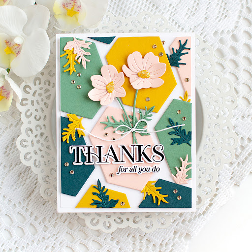 Simon Says Stamp Sunblush Flowers Wafer Dies s1139 Always There Heather Hoffman Late Summer Thanks Card | color-code:ALT07