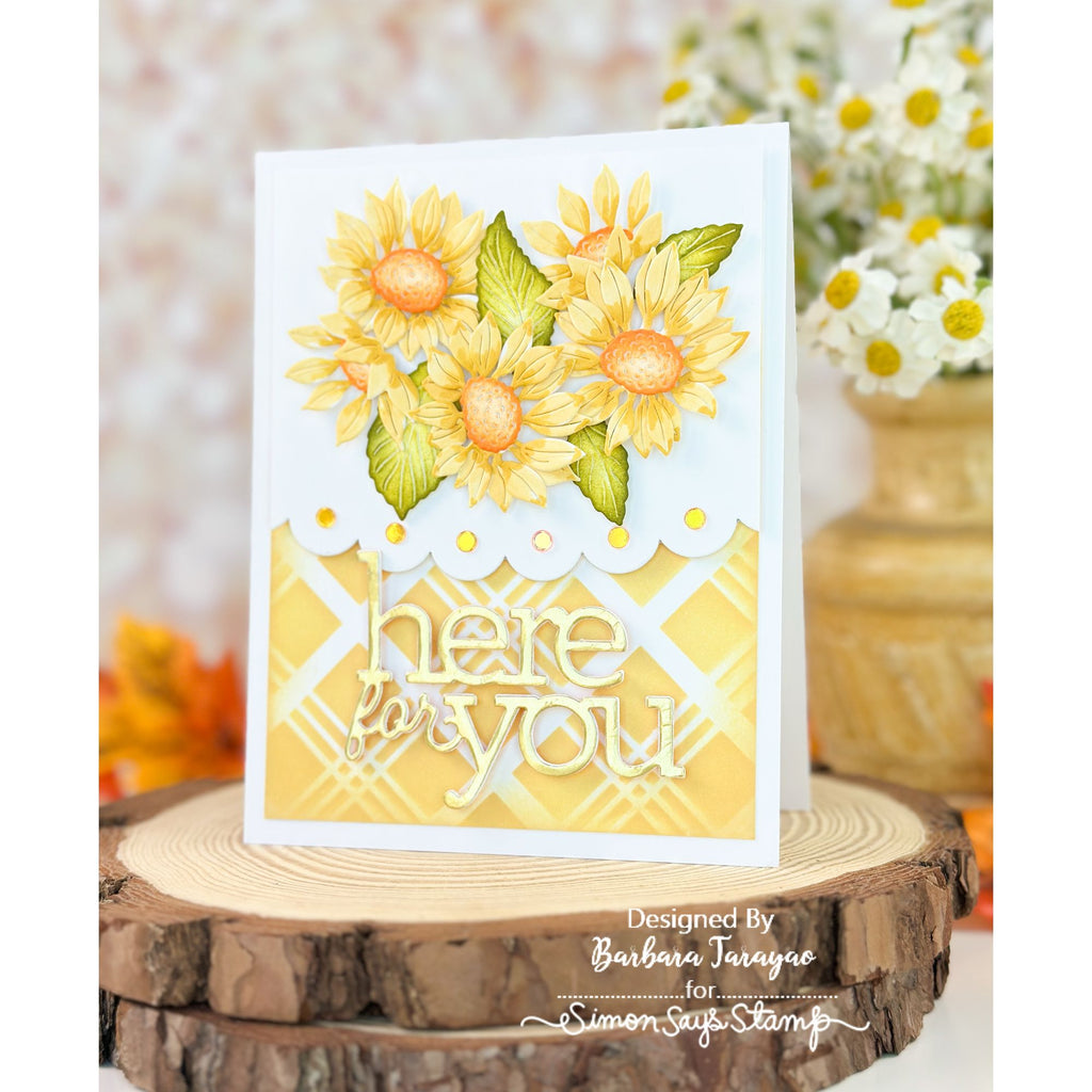 Simon Says Stamp Sunflower Basket Wafer Dies s1195 Stamptember Barbara Tarayao Here for You Cluster Card