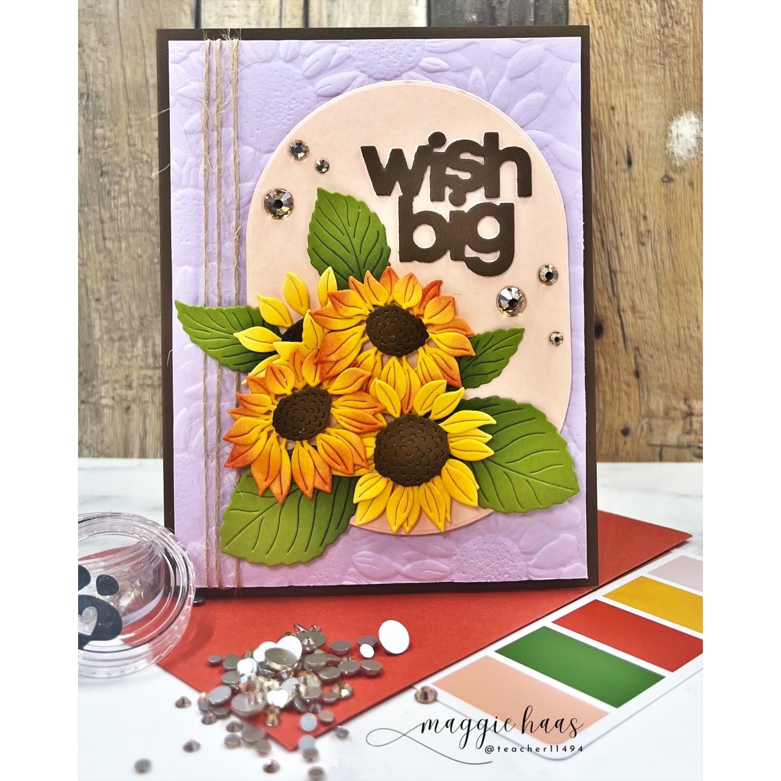 Simon Says Stamp Sunflower Basket Wafer Dies s1195 Stamptember Maggie Haas Wish Big Card 