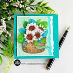 Simon Says Stamp Sunflower Basket Wafer Dies s1195 Stamptember Sandy MacIver White Floral Card 