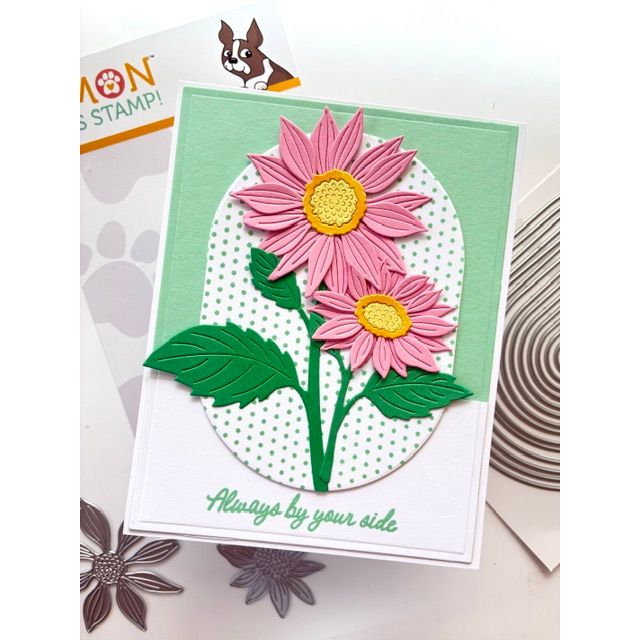 Simon Says Stamp Sunflower Blooms Wafer Dies s1144 Every Happiness Adriana Arminio Pink Flowers Card