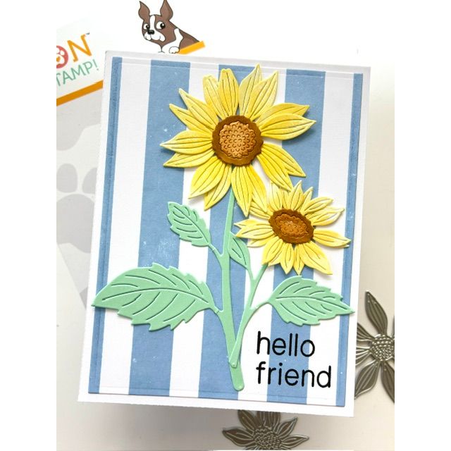 Simon Says Stamp Sunflower Blooms Wafer Dies s1144 Every Happiness Adriana Arminio Sunflowers and Stripes Friend Card 