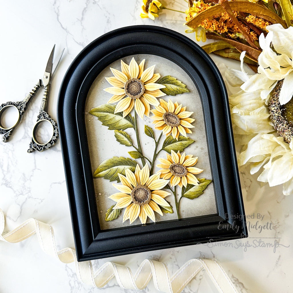 Simon Says Stamp Sunflower Blooms Wafer Dies s1144 Every Happiness Emily Midgett Sunflower Gift Frame