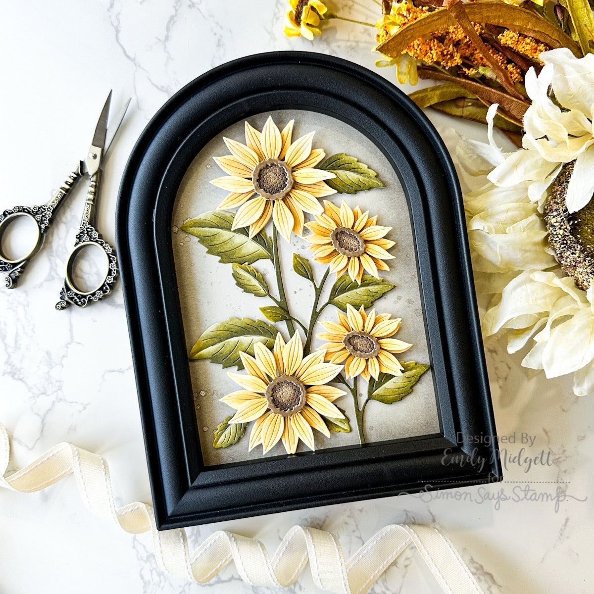 Simon Says Stamp Sunflower Blooms Wafer Dies s1144 Every Happiness Emily Midgett Sunflower Gift Frame