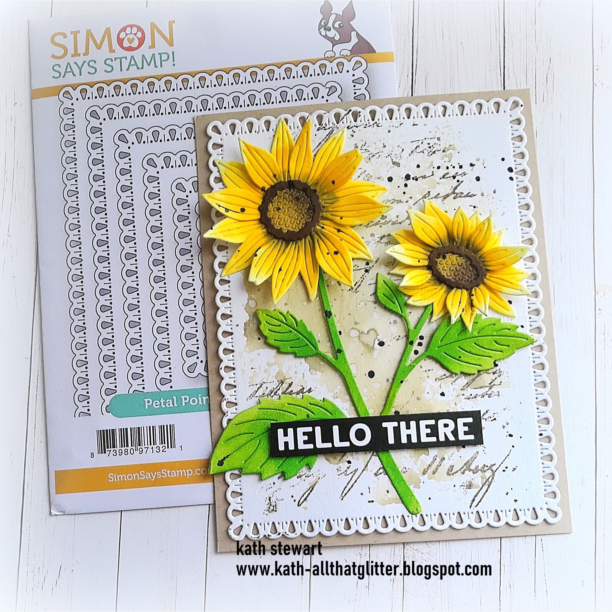 Simon Says Stamp Sunflower Blooms Wafer Dies s1144 Every Happiness Kath Stewart Vintage Floral Hello Card