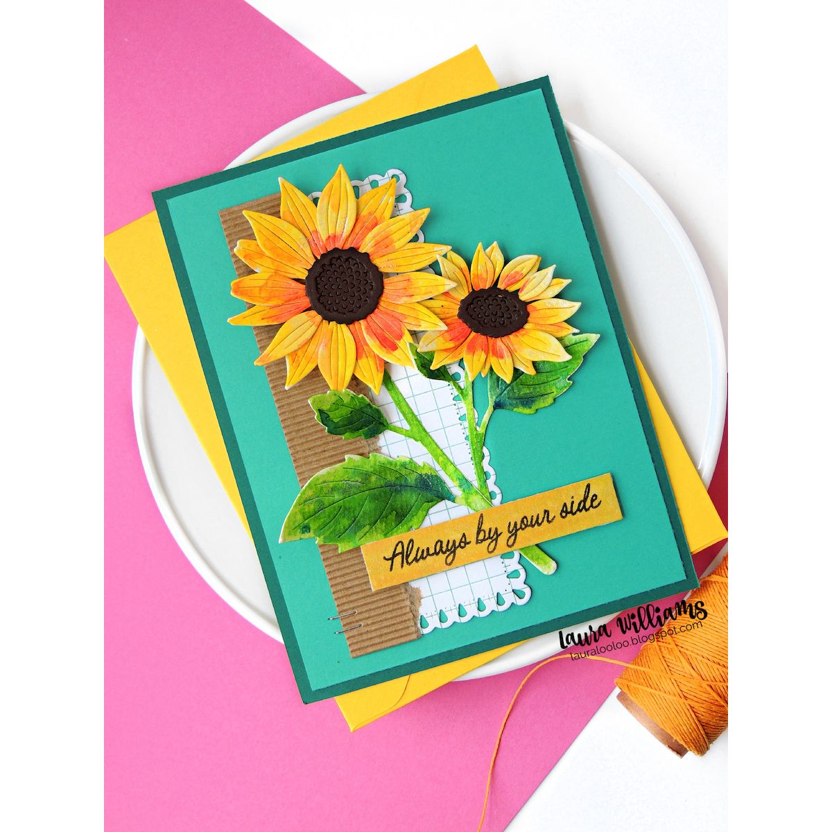 Simon Says Stamp Sunflower Blooms Wafer Dies s1144 Every Happiness Laura Williams Warm Summer Card