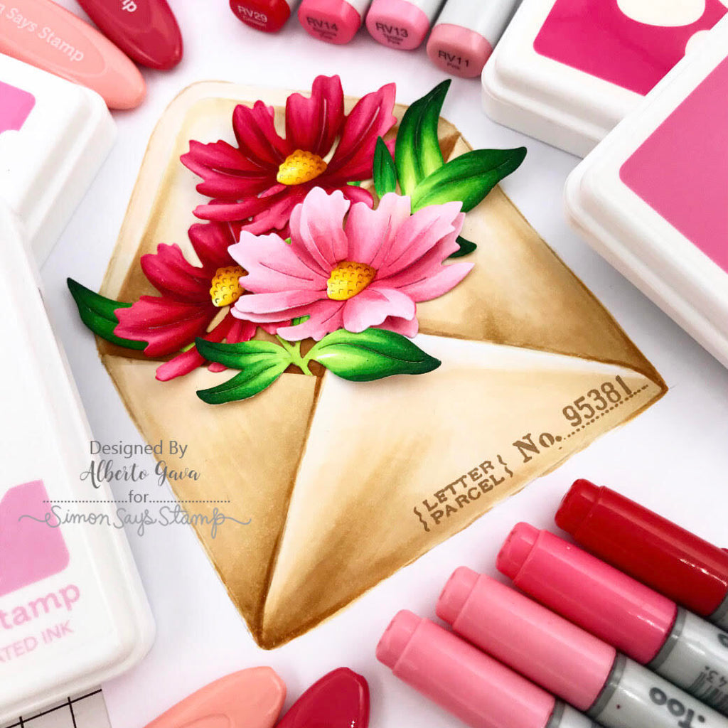 Simon Says Stamp Sunrise Stem Wafer Die s852 Out Of This World Floral Coloring Alberto Gava