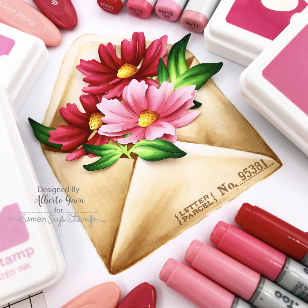 Simon Says Stamp Sunrise Stem Wafer Die s852 Out Of This World Floral Coloring Alberto Gava