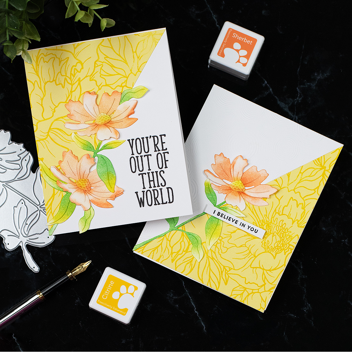 Simon Says Stamp Sunrise Stem Wafer Dies s852 Out Of This World Media Floral Encouragement Cards | color-code:ALT01