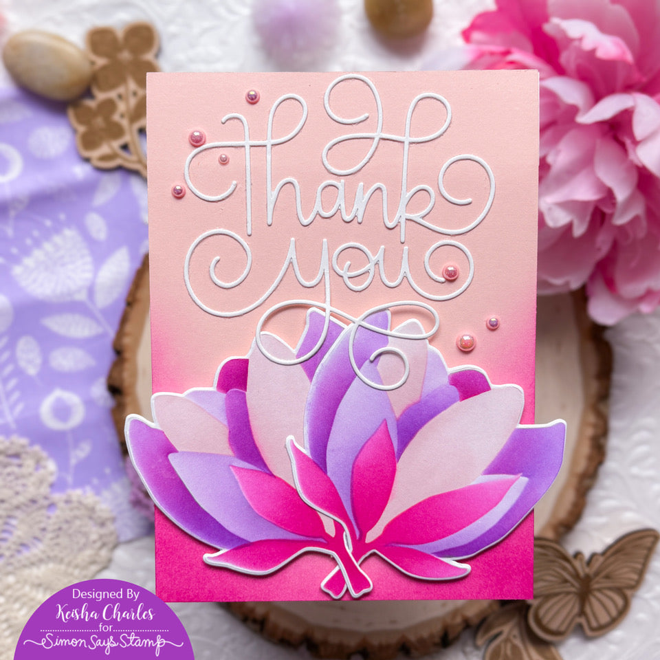 Simon Says Stamp Swirled Thank You Wafer Dies 1635sd Shine On Bold Floral Thank You Card Keisha Charles