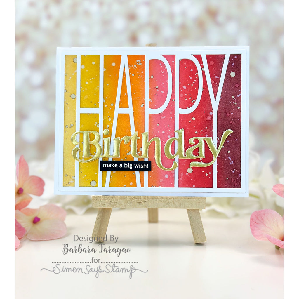 Simon Says Stamp Tall Happy Cover Wafer Die 1622md Shine On Happy Birthday Card Barbara Tarayao