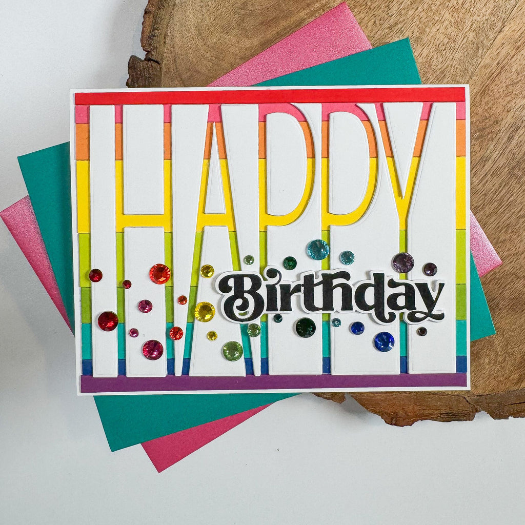 Simon Says Stamp Tall Happy Cover Wafer Die 1622md Shine On Happy Birthday Card Kristin Sluhan