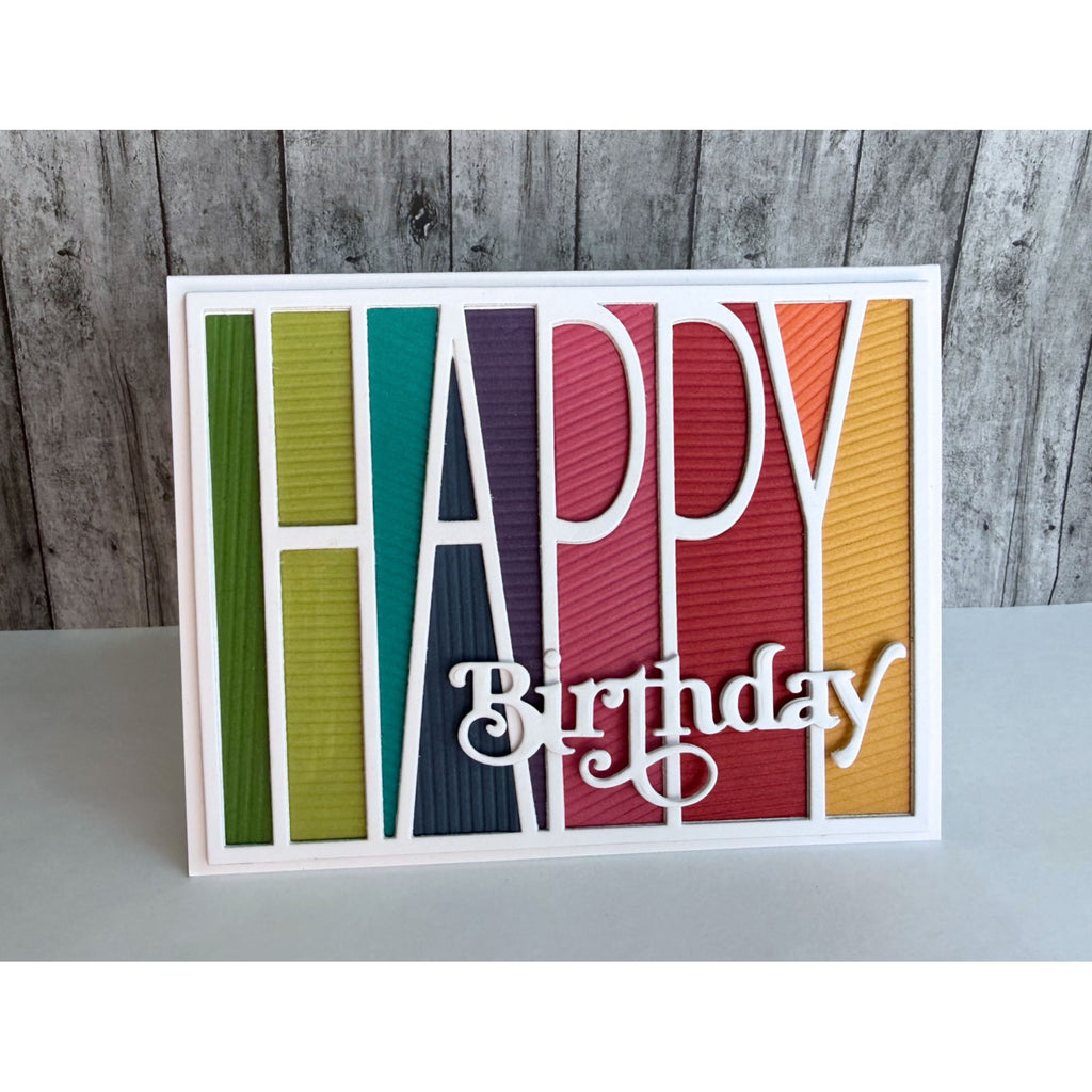 Simon Says Stamp Tall Happy Cover Wafer Die 1622md Shine On Happy Birthday Card Lisa Addesa