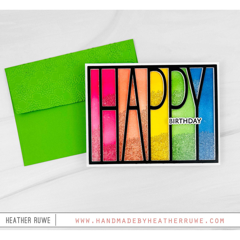 Simon Says Stamp Tall Happy Cover Wafer Die 1622md Shine On Happy Birthday Shaker Card Heather Ruwe