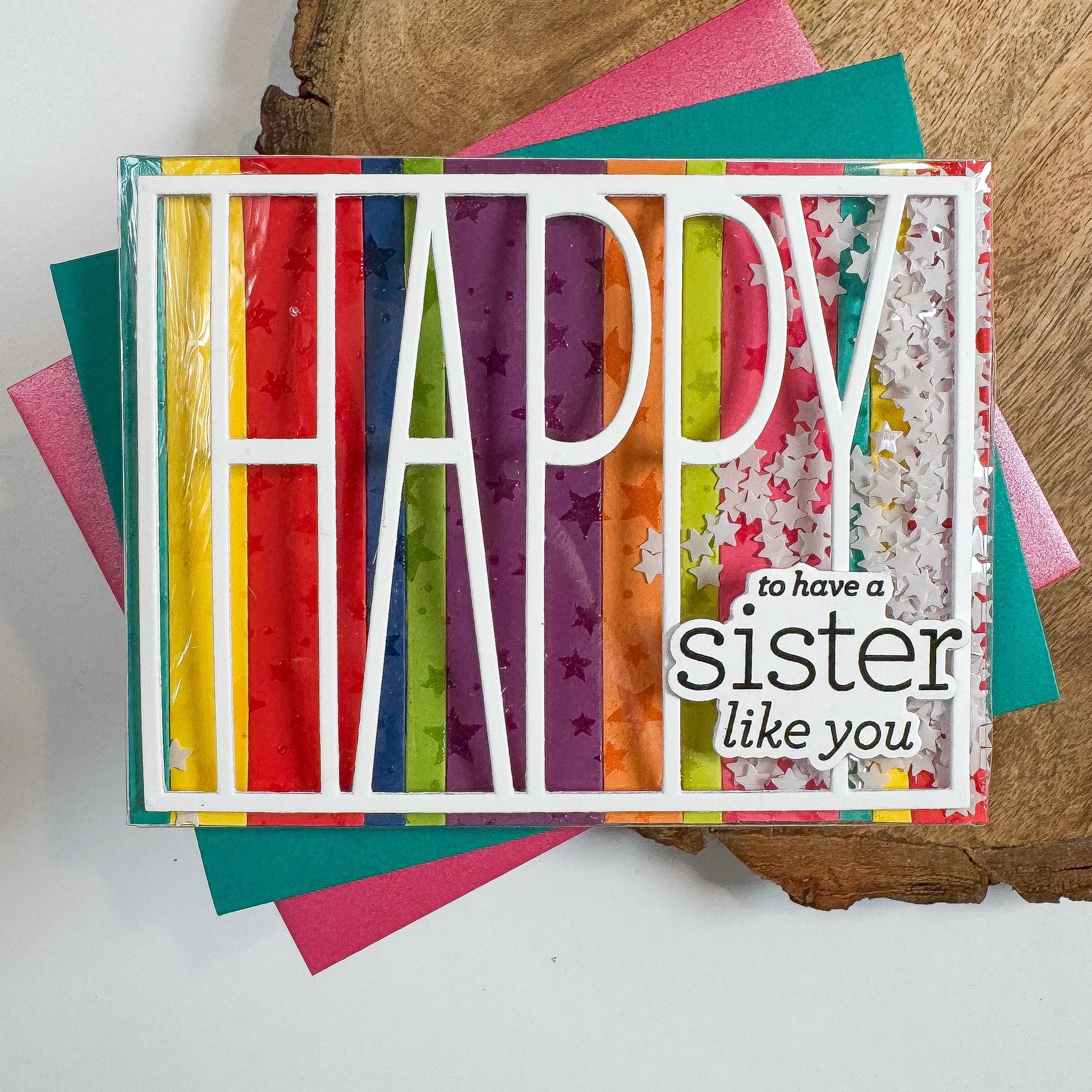 Simon Says Stamp Tall Happy Cover Wafer Die 1622md Shine On Happy Birthday Sister Card Kristin Sluhan