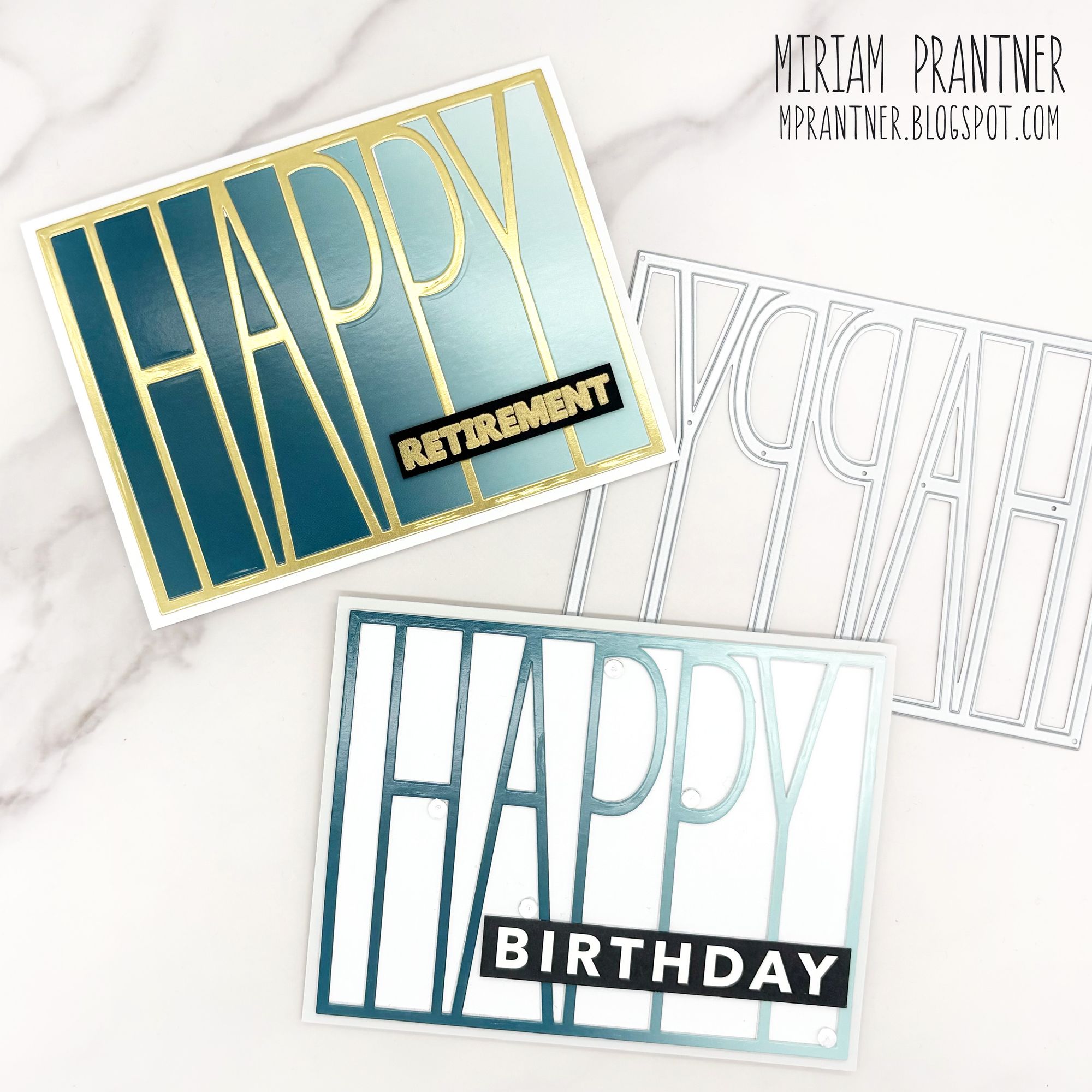 Simon Says Stamp Tall Happy Cover Wafer Die 1622md Shine On Happy Retirement and Birthday Cards Miriam Prantner