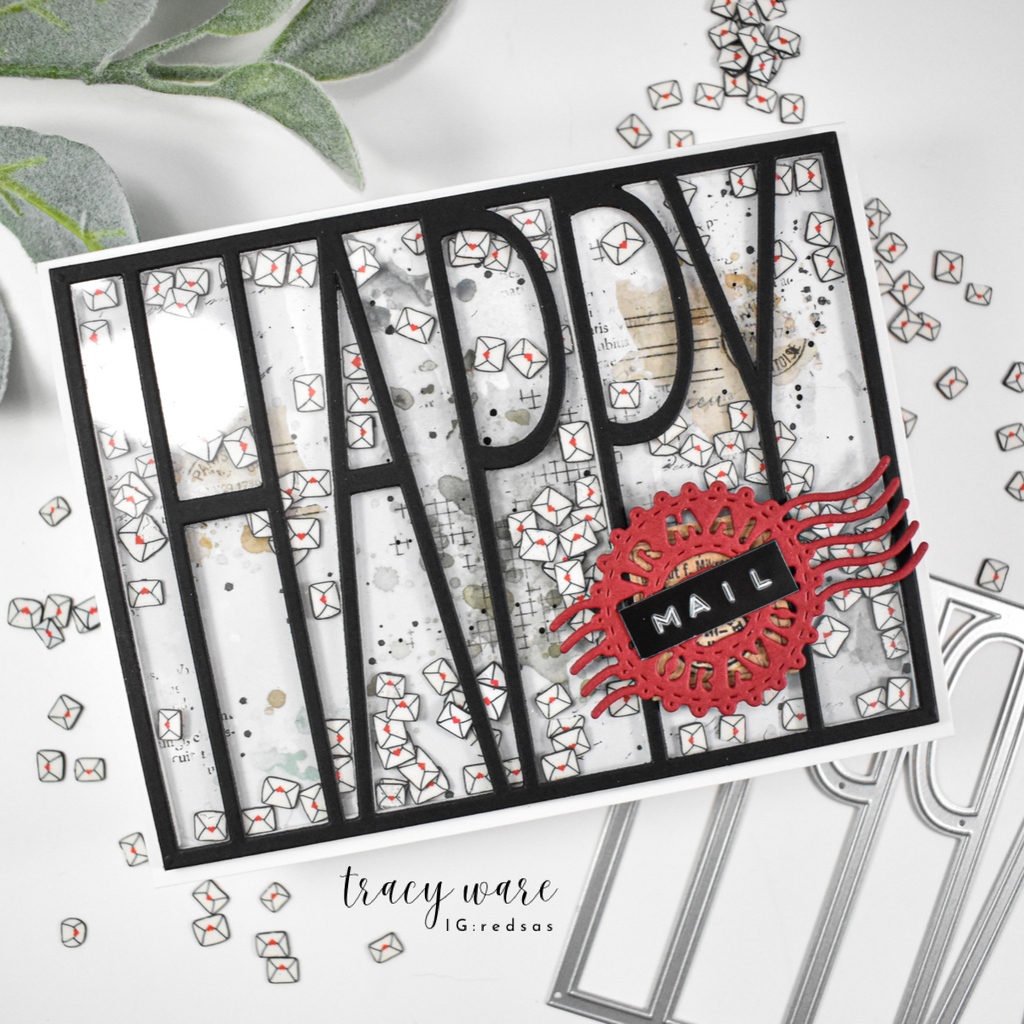 Simon Says Stamp Tall Happy Cover Wafer Die 1622md Shine On Pastel Happy Mail Card Tracy Ware