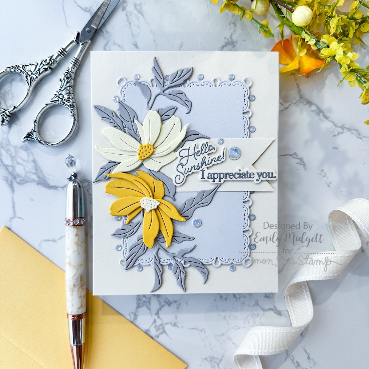 Simon Says Stamp Teardrop Pinpoint Frames Wafer Dies s1135 In My Heart Hello, Sunshine Card Emily Midgett | color-code:ALT07