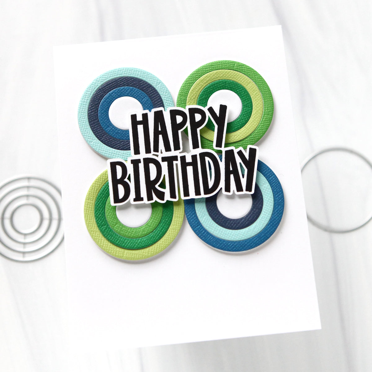 Simon Says Stamp Textured Color Cardstock Pack 3.875 by 3.875 ssstc26 Blue and Green Circles Birthday Card Cathy Zielske | color-code:ALT06